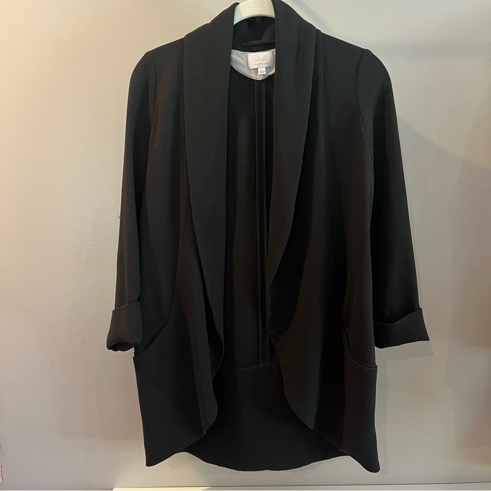 Wilfred Aritzia Chevalier Black Open Front Blazer Jacket Size 00